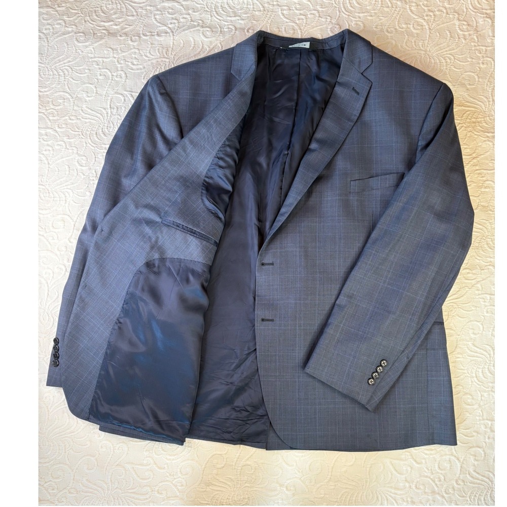 Jos A Bank Signature Collection Blue Glen Plaid 100% Wool Sport Coat Blazer 58R